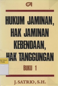 Hukum Jaminan, Hak jaminan Kebendaan, Hak Tanggungan Buku 1